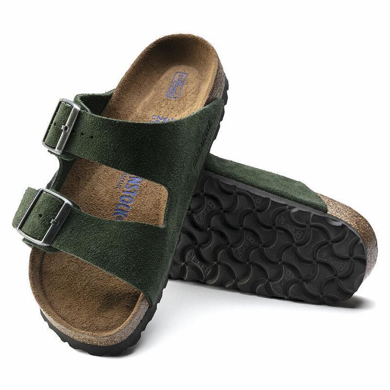 Birkenstock Soft Footbed Ruskind Arizona Herre Olivengrøn | DK 263PJJ